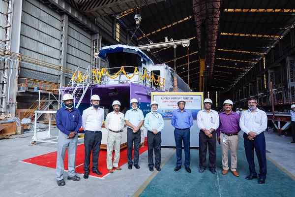 Cochin Shipyard launched first electric boat for Kochi Water Metro project